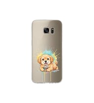 Samsung Galaxy S7 Edge ile Uyumlu Splash Köpek Tasarımlı Şeffaf Silikon Kılıf