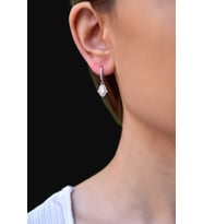 Papatya Silver 925 Ayar Gümüş Rodyum Kaplama Zirkon Taşlı Opal Taşlı Fatma Eli Halka Küpe