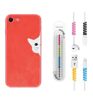 Apple iPhone 5 6 7 8 Plus Se XR Kılıf Kablo Koruma Spiral Silikon Kedoş 1735