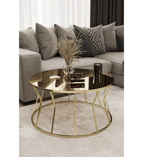 Kum Saati Orta Sehpa Gold Kaplama Bronz Ayna
