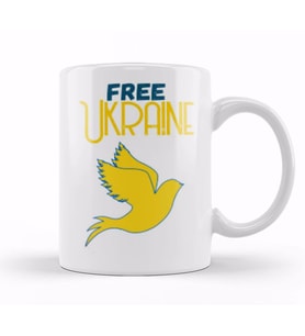 Free Ukraine Flag 2022 Kupa Bardak Porselen