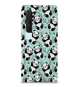 Xiaomi Mi Note 10 Lite Uyumlu Lansman Kılıf Panda Tasarımlı İçi Kadife Kapak-Turkuaz (Şeffaf)