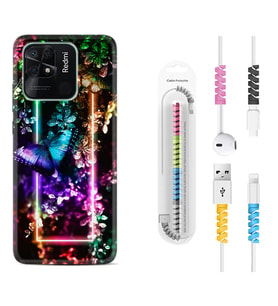 Xiaomi Redmi Note 7 8 9 Pro 10 2022 10 Pro 10S Kılıf Kablo Koruma Spiral Silikon Butterfly Neon 1684