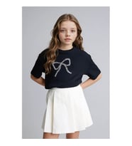 Defacto Kurdele Detaylı Siyah Kız Çocuk T-Shirt H3419A8/BK81