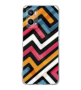 PrintiFy Oppo A96 Uyumlu Kamera Korumalı Labirent Grafiti Tasarımlı Şeffaf Silikon Kılıf