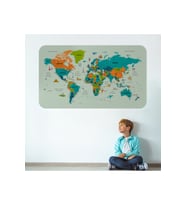 Türkçe Eğitici Ülke Ve Başkent Detaylı Atlası Dünya Haritası Duvar Sticker-3855-85x130