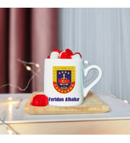 Jandarma Tasarımlı Ahşap Tabaklı Kişiye Özel Türk Kahvesi Fincanı