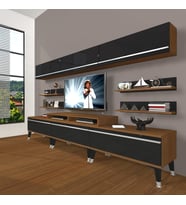Decoraktiv Ekoflex 8Y Mdf Silver Tv Ünitesi Tv Sehpası - Ceviz Siyah (Siyah - Ceviz)