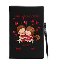Sevgililer Gününe Özel Siyah Defter Kalem Seti 14
