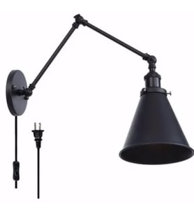RİOLİGHT AKROBAT MAFSALLI METAL HAREKETLİ BAŞLIK KABLOLU APLİK OKUMA LAMBASI (Siyah)