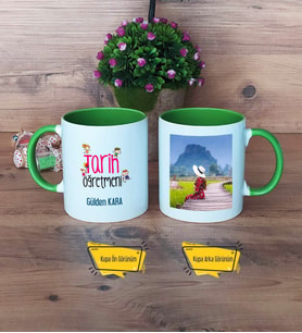 Tarih Öğretmeni Kupa Bardak Yeşil Fotoğraflı Öğretmenler Günü Hediyesi