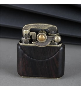 Sm-090T Vintage Benzinli Ahşap Çakmak Siyah (Taş)