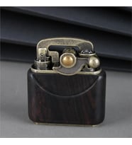 Sm-090T Vintage Benzinli Ahşap Çakmak Siyah (Taş)