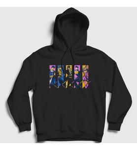 Presmono Unisex Siyah Family Anime Jojo Kapüşonlu Sweatshirt 320610tt