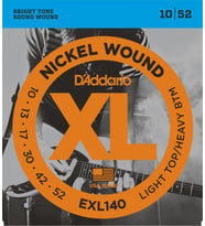 D'Addario EXL140 XL Nickel Wound Elektro Gitar Tel Seti - 10-52 Light Top/Heavy Bottom (Profesyonel)  Hibrit Gerilim, Güçlü Ritim ve Esnek Solo Çalımı, Nikel Sargı ve Parlak Ton