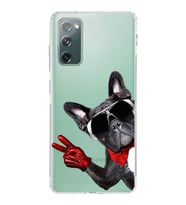 PrintiFy Samsung Galaxy S20 FE ile Uyumlu Köpek 2 Kamera Korumalı Şeffaf Kılıf