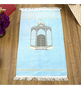 Makam-ı İbrahim Lüks Şönil Seccade Bebek Mavisi (70x126cm) 240 gr