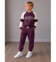 California Baskılı Kargo Cep Unisex Erkek Ve Kız Çocuk Alt Üst Eşofman Takımı Süper Kalite - Mürdüm
