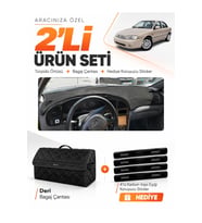 e-biz KİA SEPHİA (1998-2004) Uyumlu Torpido Örtüsü + Deri Bagaj Çantası Seti - Siyah - KI016