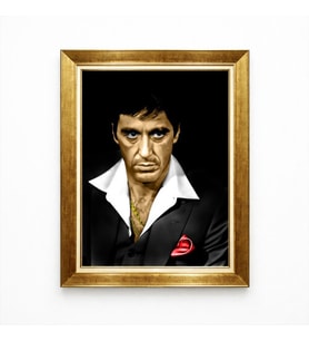 Tablore Scarface Tony Montana Esintili Al Pacino Tasarım Lüks Gold Çerçeveli Kanvas Tablo