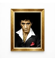 Tablore Scarface Tony Montana Esintili Al Pacino Tasarım Lüks Gold Çerçeveli Kanvas Tablo