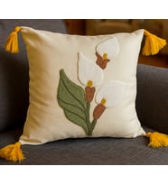 Comfort Punch Desenli Kırlent Kılıfı Kare Dekoratif Bohem Nakışlı Koltuk Yastık Kılıfı panç (Beyaz)
