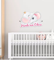 BK Gift Kişiye Özel Sevimli Fil Tasarımlı Çocuk Odası Ahşap Duvar Süsü-2 (Beyaz)