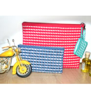 Pafuli El Örgüsü Özel Tasarım Düğme Detaylı Clutch Çanta Seti Fuşya - Mint - Lacivert