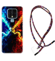 Tecno Camon 16 18P Pova Kılıf Boyun Asklı Rasta Silikon Red Blue Leon 1714