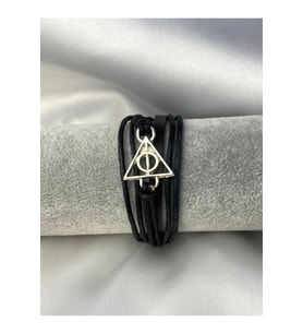Haryy Potter Ölüm Yadigarları Üçgen Gümüş Metal Bileklik Ayarlanabilir İp Suni Deri Bileklik (Karışık)