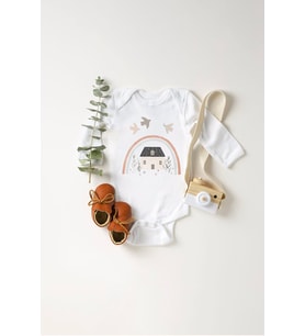 Unisex Bebek Vintage Home Baskılı Body Zıbın