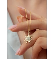 925 Ayar Gold Gümüş Güneş Kolye