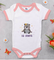 BK Kids Be Brave Tasarımlı Pembe Bebek Body Zıbın-1