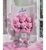 Hi Barbie Pembe Peluş Ayı Hediye Çiçek Buketi
