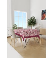 Pembe Pastel Çiçek Desenli Süet Dertsiz Masa Örtüsü