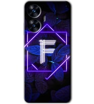 Realme C55 Kılıf HD Desen Baskılı Kılıf - Dark Neon Yaprak F Harfi