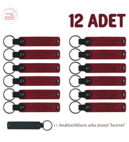 Tüm Aile Bireylerine Özel Hediye, 12'li Set, Kişiye Özgü İsim Yazılı Anahtarlık, Kırmızı & Lacivert
