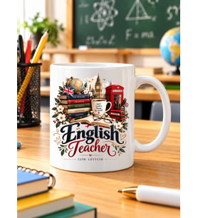 Kişiye Özel İngilizce Öğretmeni Kupası English Teacher İsimli Öğretmenler Günü Hediyesi
