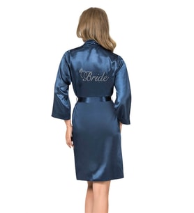 Mulvxbrf Brf02 Lacivert Kısa Saten Bride Sabahlık (Mulvix)