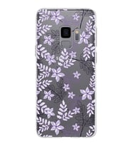 Samsung Galaxy S9 Kapak Floral Lila Tasarımlı Şeffaf Silikon Kılıf