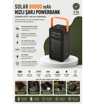 80000 mAh Solar Powerbank Göstergeli Fenerli Hızlı Şarj Özellikli