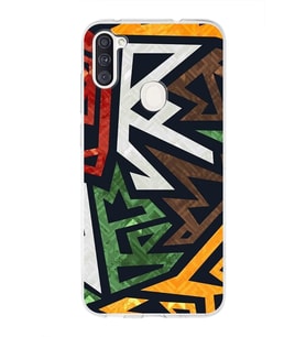Samsung Galaxy A11  Uyumlu Kapak Soyut Grafiti Tasarımlı Şeffaf Silikon Kılıf