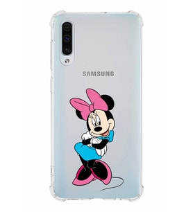 Samsung Galaxy A50s  Köşe Korumalı Antişok Kapak Minnie Mouse Tasarımlı Şeffaf  Kılıf
