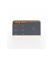 Arges Konsol 4 Raflı 6 Çekmeceli 2 Kapaklı 176x30x99 Çam-Antrasit