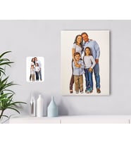 BK Gift Kişiye Özel Tam Boy Aile Karikatürlü Kanvas Tablo 30x50cm-1