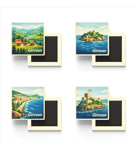 Giresun - Baskılı Buzdolap Magneti Kare - 9x9 cm - 4 Adet