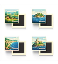 Giresun - Baskılı Buzdolap Magneti Kare - 9x9 cm - 4 Adet