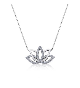 Gümüş Lotus Çiçeği Kolye