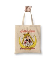 Sailor Moon Beyaz Bez Çanta Uzun Saplı Alışveriş Çantası Plaj Çantası