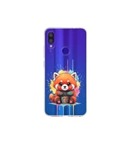 Redmi Note 7 Pro ile Uyumlu Splash Tilki Tasarımlı Şeffaf Silikon Kılıf